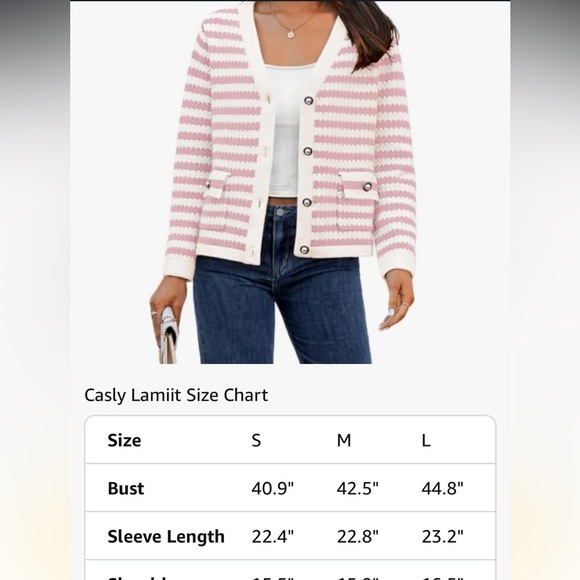 Cardigan Sweaters Long Sleeve V Neck Button Down Knit Spring OpenFront Cropped - Picture 6 of 7